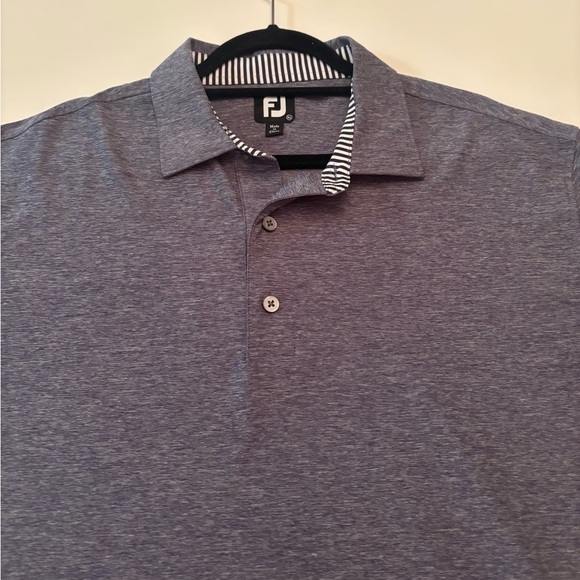 FootJoy FJ Golf Polo Shirt Men’s XL Gray Heather Stripe Collar PGC Logo - Picture 2 of 7